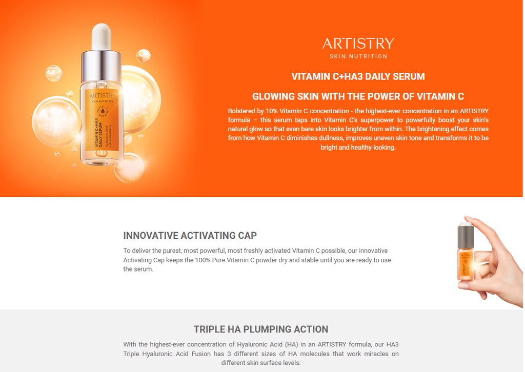 ARTISTRY SKIN NUTRITION Vitamin C+ HA3 Daily Serum 12ml Shopee Malaysia