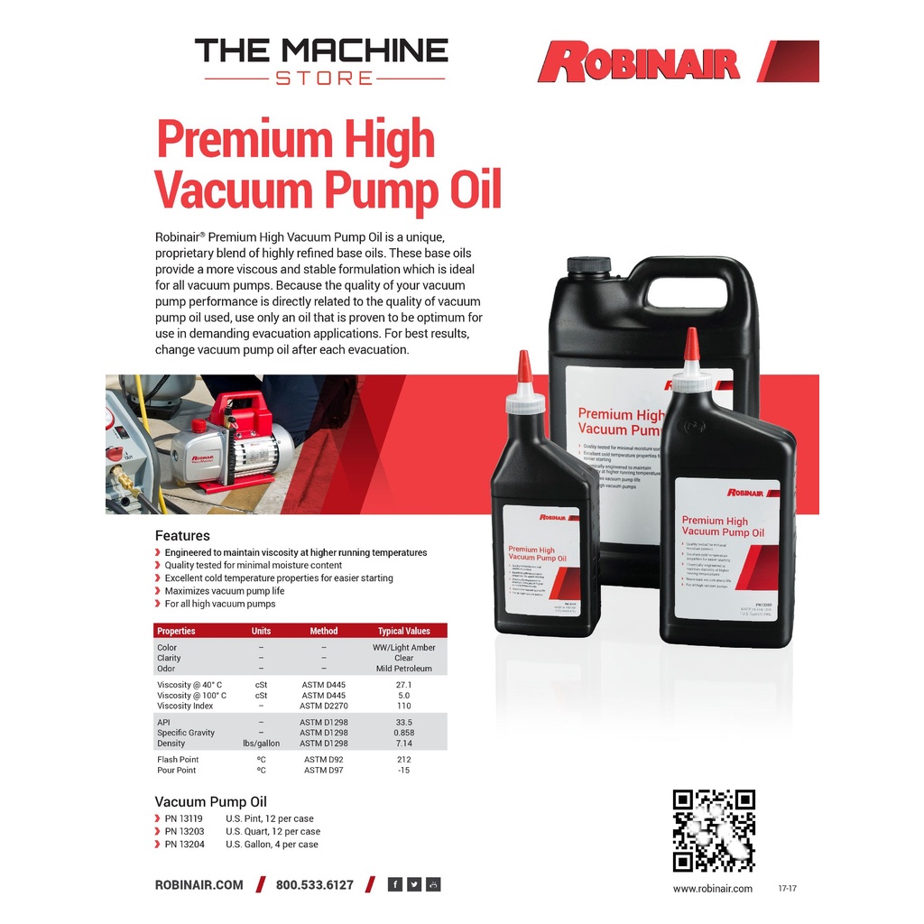Robinair USA Premium High Vacuum Pump Oil Gallon Bottle Single Bottle