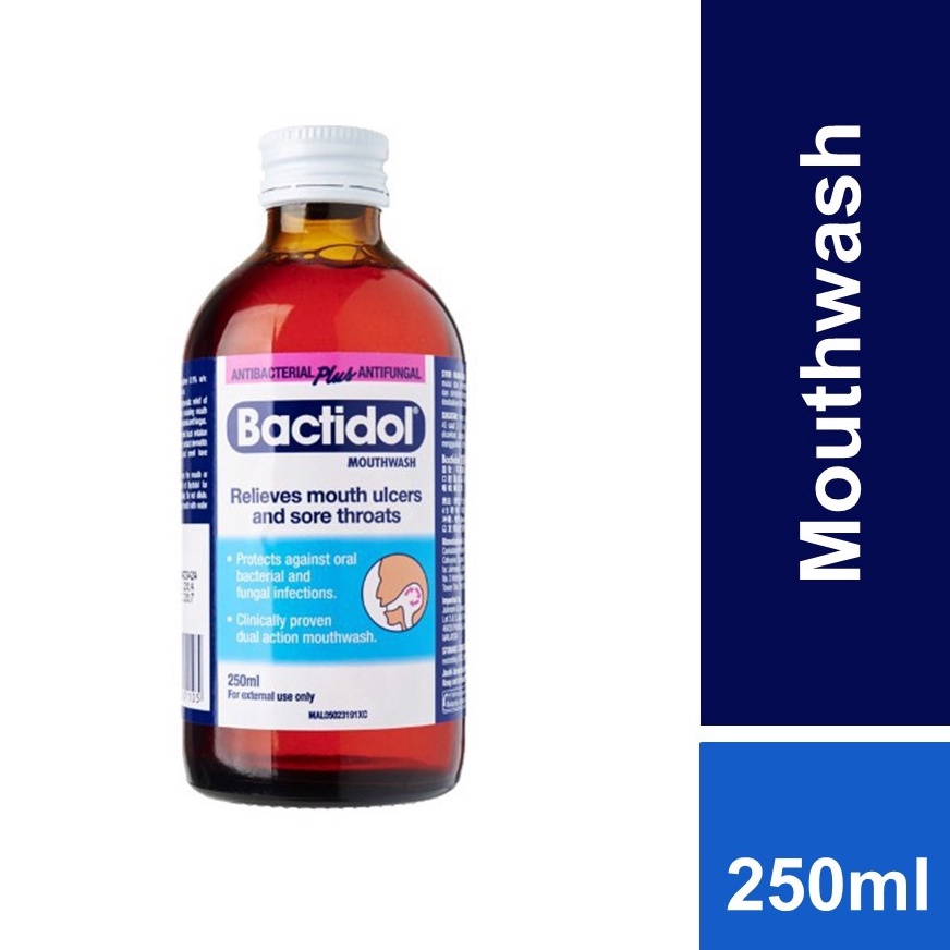 Bactidol Mouthwash Relieves Mouth Ulcers And Sore Throats 250ml