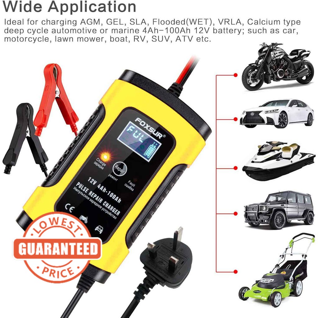 【Malaysian plug】12V 5A Car Battery Charger Motorcycle Acid Battery