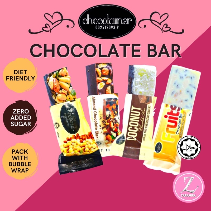 CHOCOTAINER Coklat Chocolate Bar/Coklat Bar Rendah Kalori & Mesra Diet