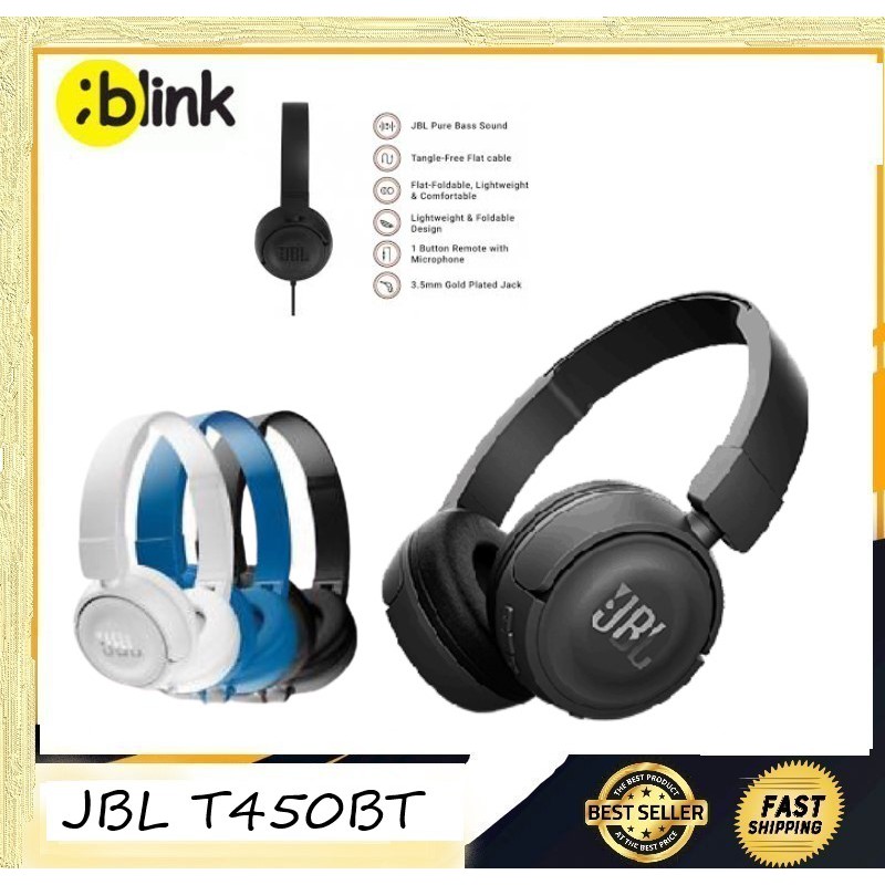 HEADPHONE WIRELESS ORIGINAL JBL T450BT BLUETOOTH HEADSET