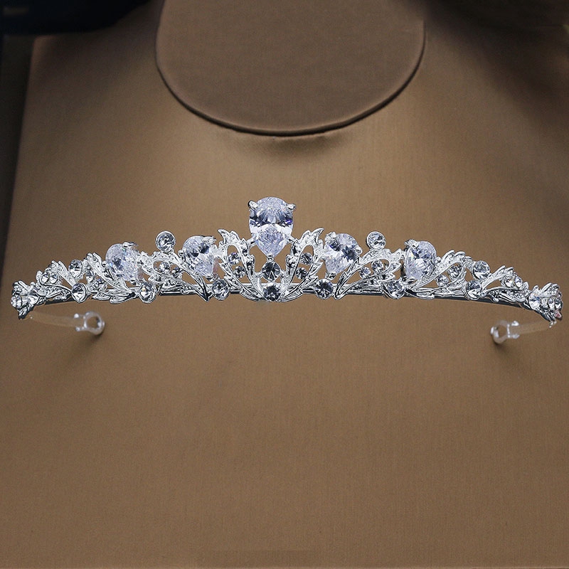 Luxury Leaf Design Zircon Tiara Headband Princess Crown Shopee Malaysia