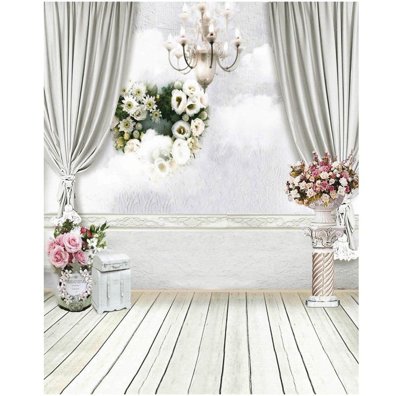 5x7FT White Curtain Backdrop Studio Flower Photo Photography Floor