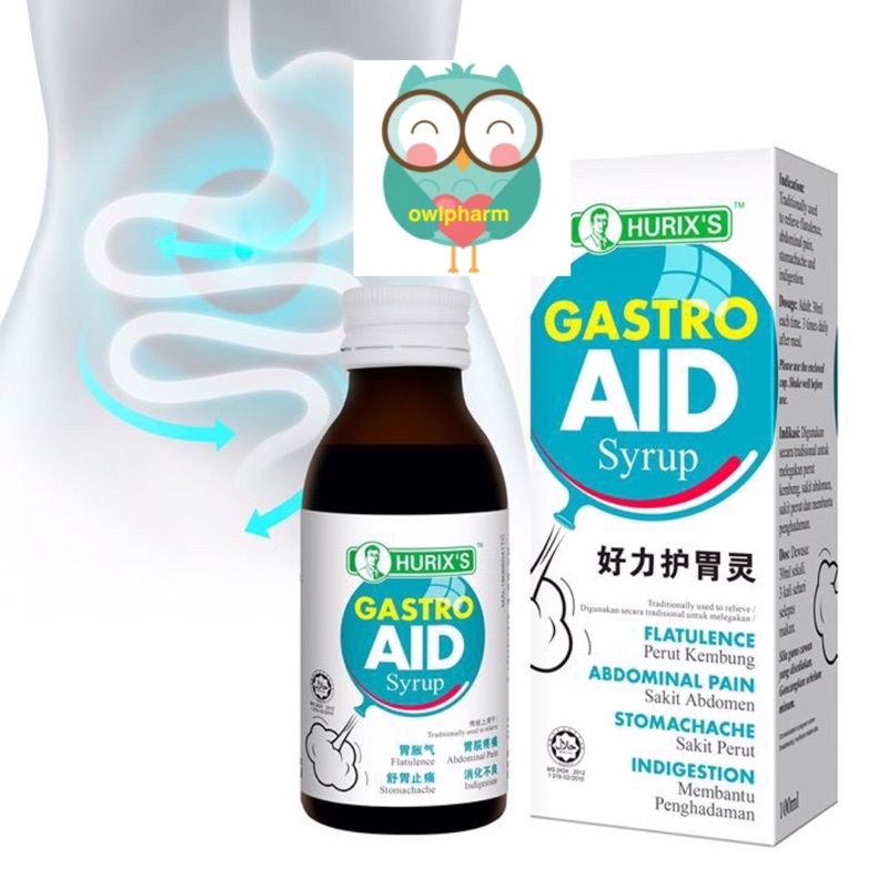 Hurix’s Gastro Aid Syrup 100ml For Flatulence Abdominal Pain Stomachache Indigestion Shopee