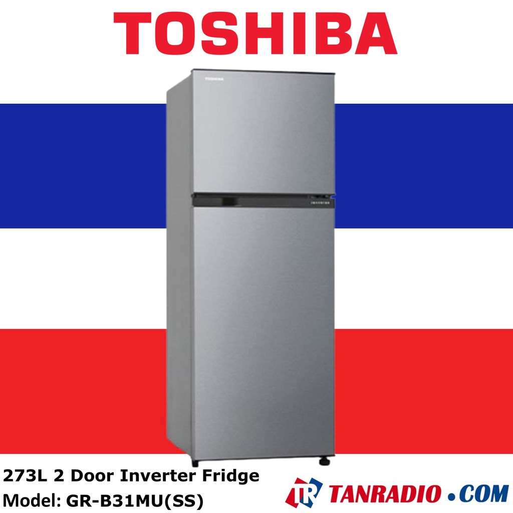 Toshiba Fridge Low Noise Inverter 2 Steel Doors (273L) GRB31MU(SS