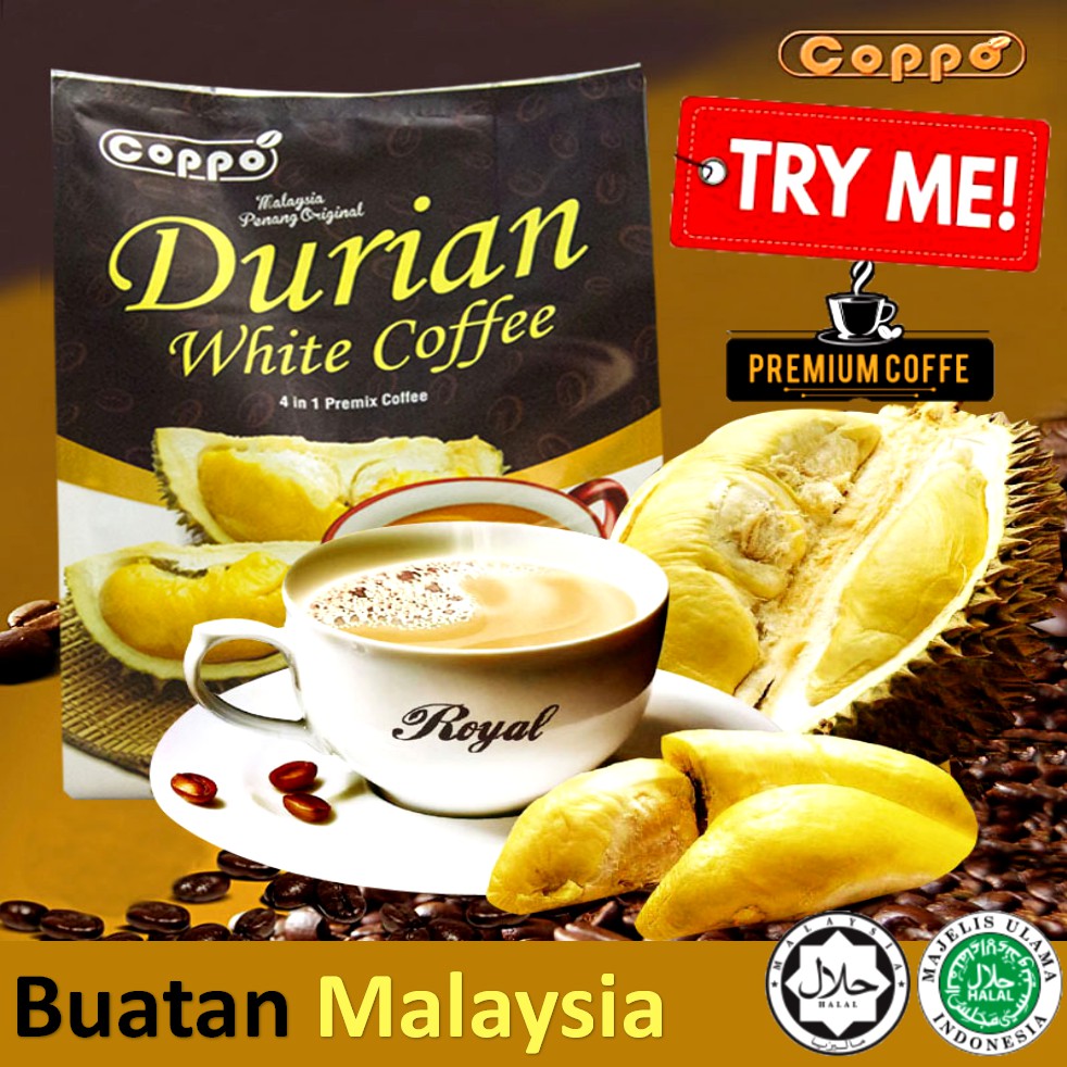 Coppo Malaysia Penang Original 4in1 Durian White Coffee 榴莲咖啡 (38g x 12