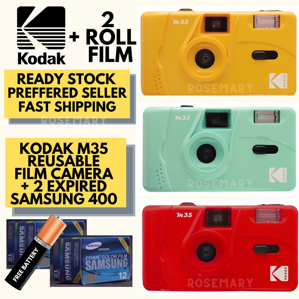 Kodak M35 FREE 2 FILM & 1 BATTERY Reusable Film Camera Flash 35mm 135