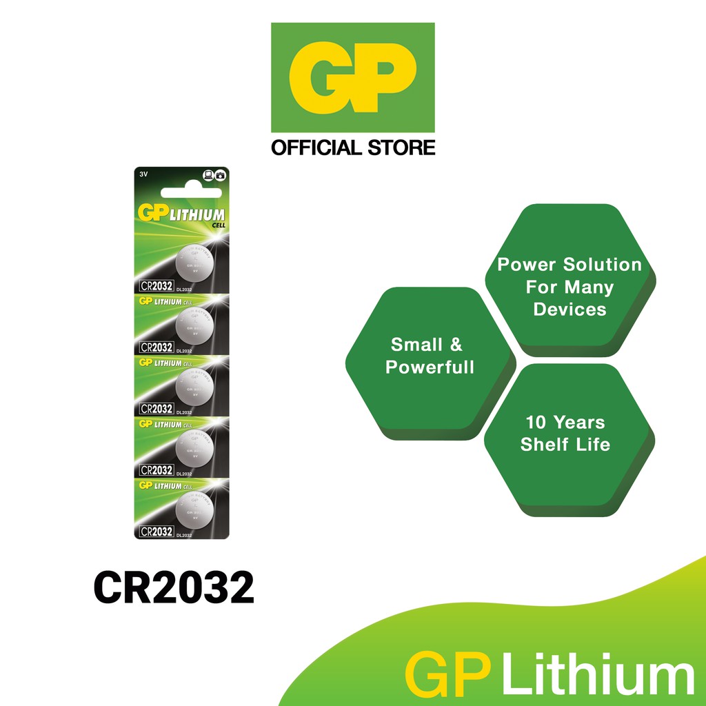 GP Battery Lithium Coin Cells CR 2032 (C5 Card of 5) Shopee Malaysia