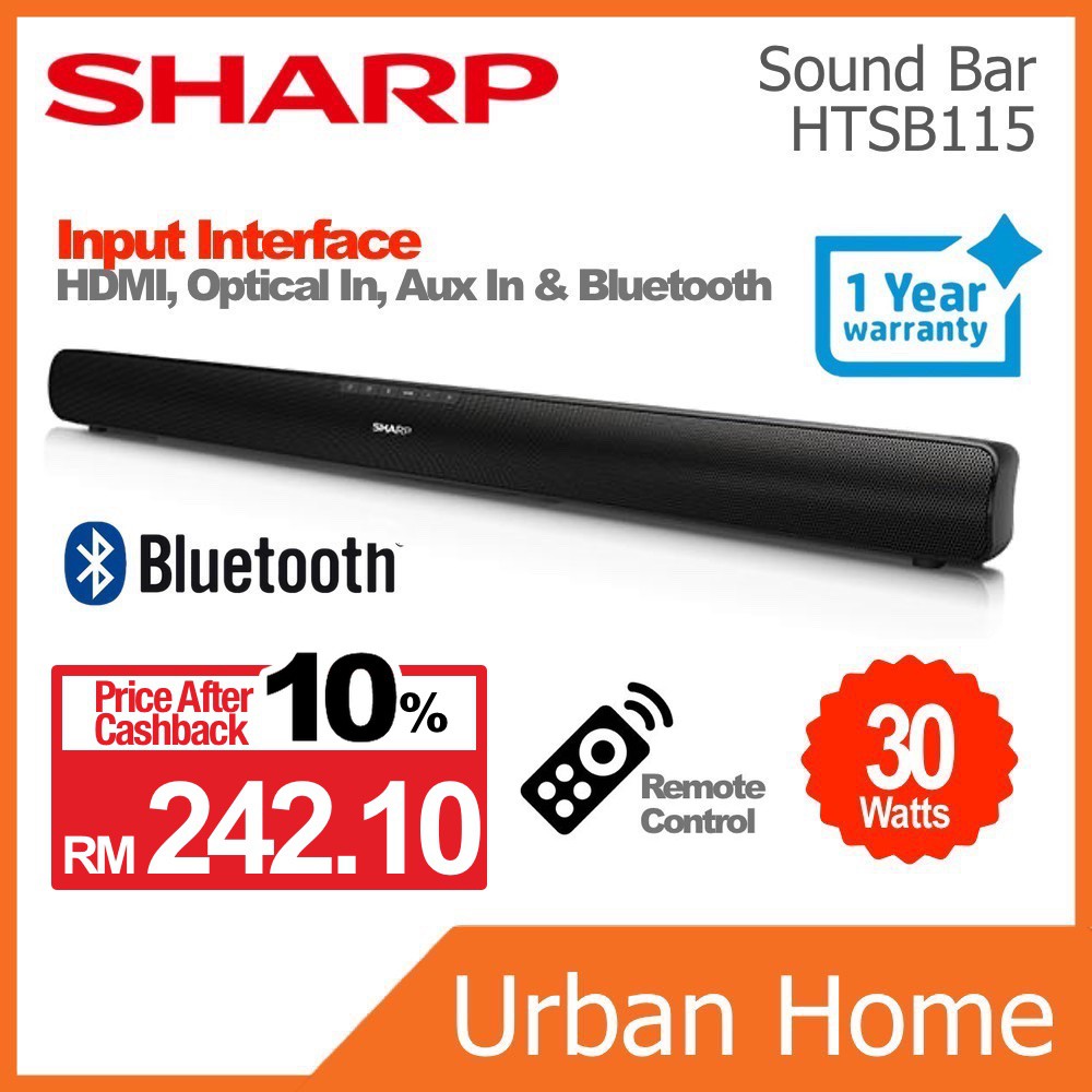 SHARP Home Theater Wireless Bluetooth Sound Bar (HTSB115/HTSB115) Shopee Malaysia