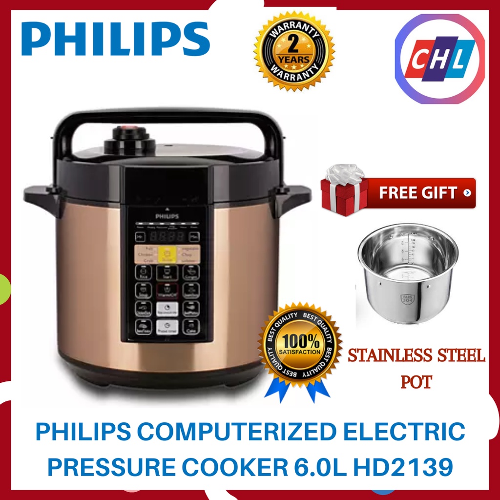 PHILIPS (READY STOCK) ELECTRIC PRESSURE COOKER 6.0L HD2139/60 *FREE