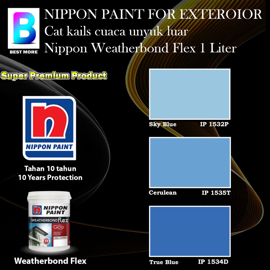 Nippon Paint Weatherbond Flex Exterior Collection 1 Liter Sky Blue