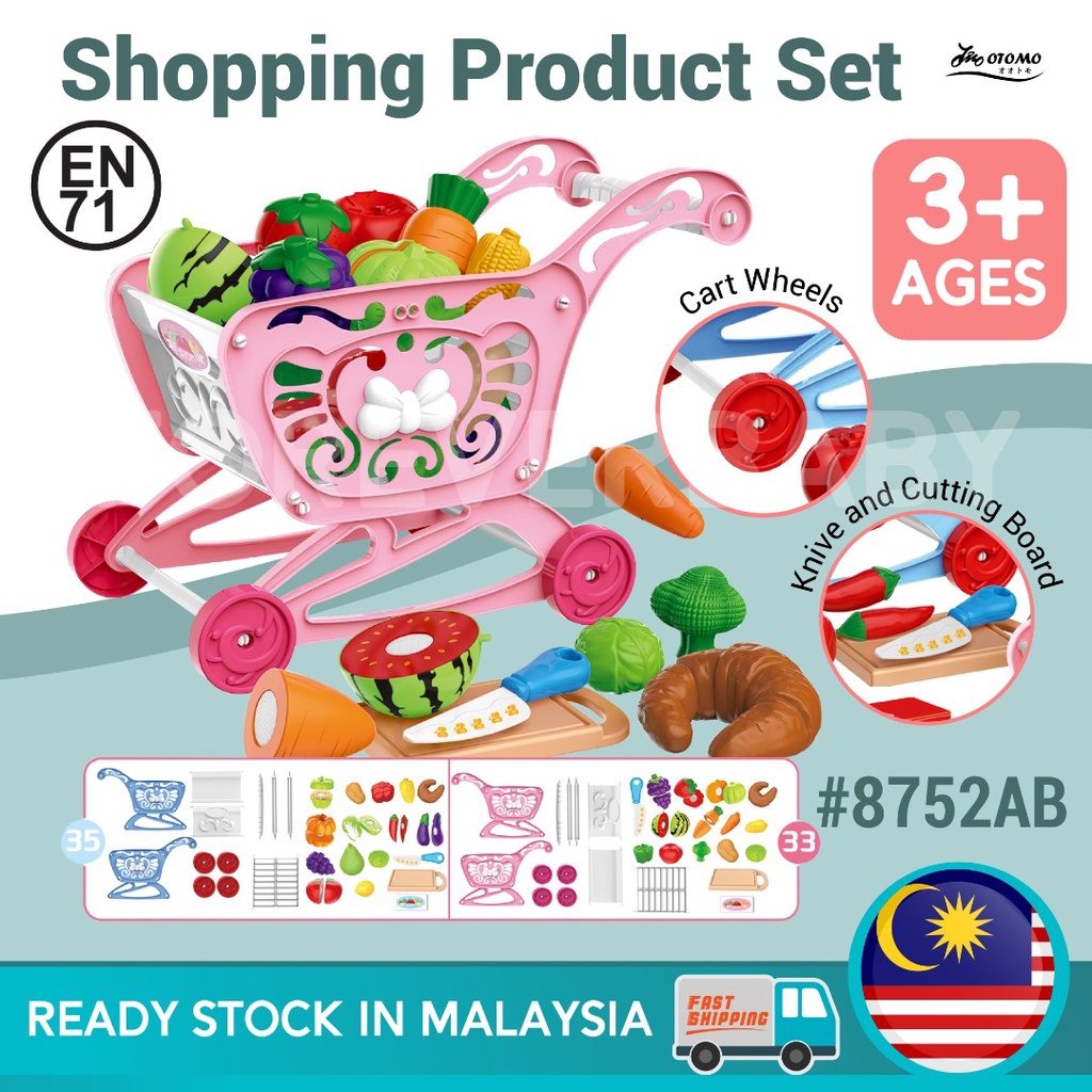 [READY STOCK] shopping trolley foldable baby trolley shopping cart