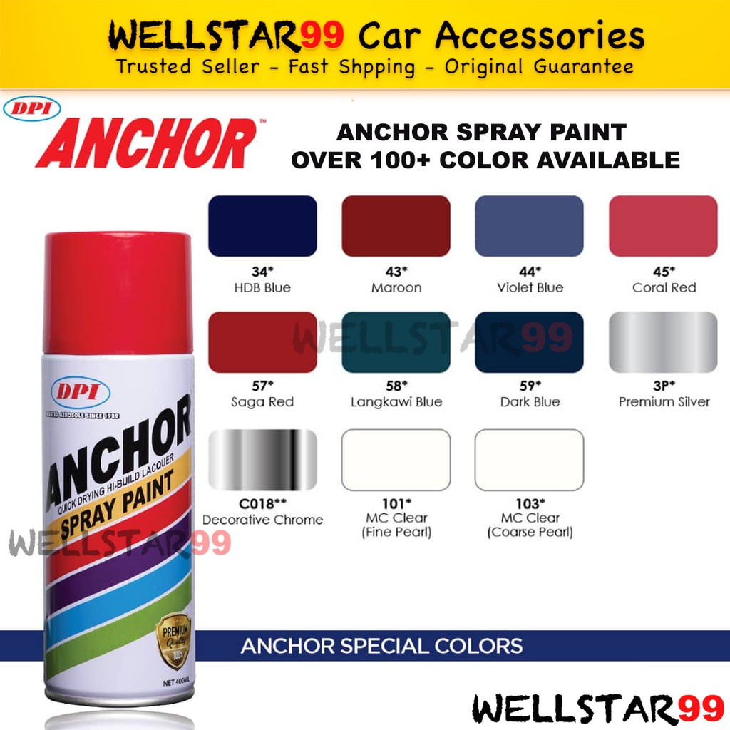 DPI ANCHOR Aerosol Spray Paint Special Colour Color Quick Drying 400mL