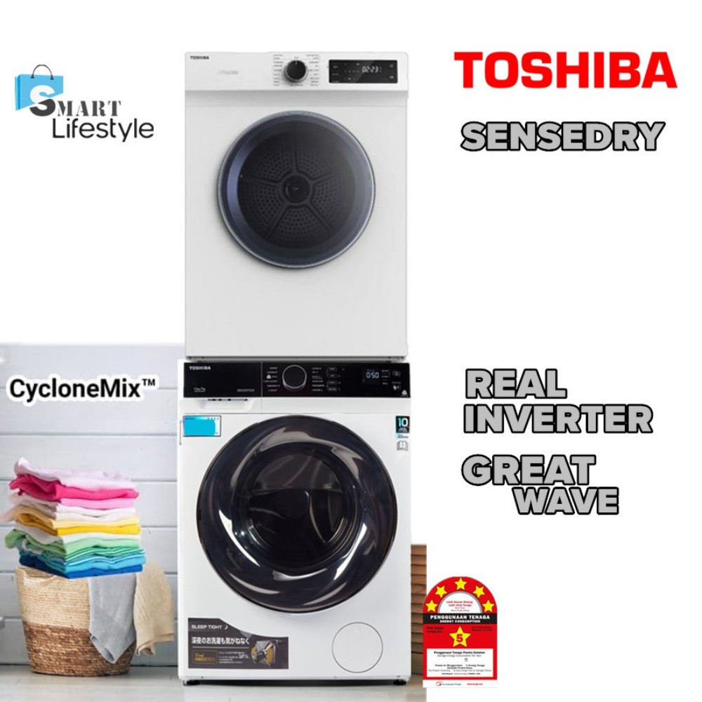 【EXPRESS SHIPPING】 Toshiba Washer & Dryer TWBH95M4M + TDH80SEM