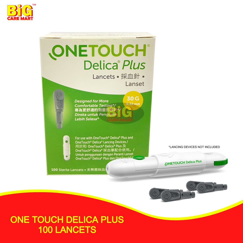 One Touch Delica Plus Lancets 30G 100s (Ultra Thin Lancets) Shopee