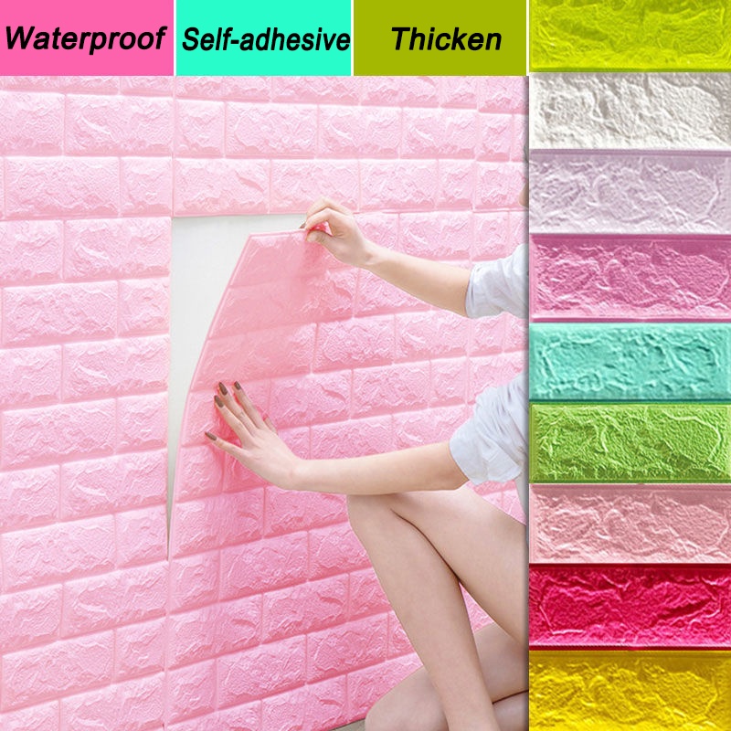 Hot DIY brick Wall Stickers Selfadhesive 3D Foam Wallpaper bata batu adhesive Wall paper