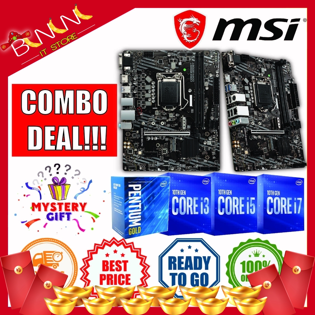 [Ready Stock] MSI H410M BOMBER INTEL MOTHERBOARD + INTEL