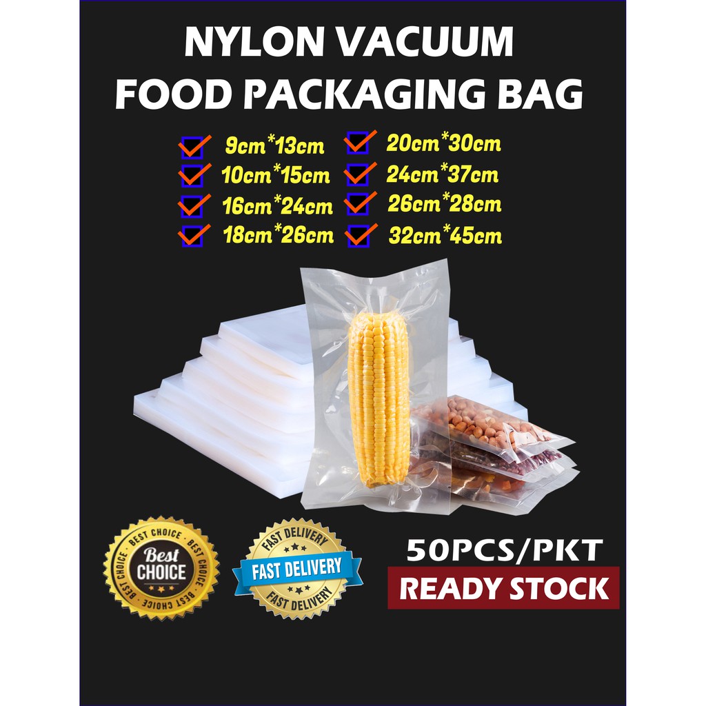 (LARGE SIZE & THICK) Kitchen Food Nylon Vacuum Bag For Vacuum Sealer