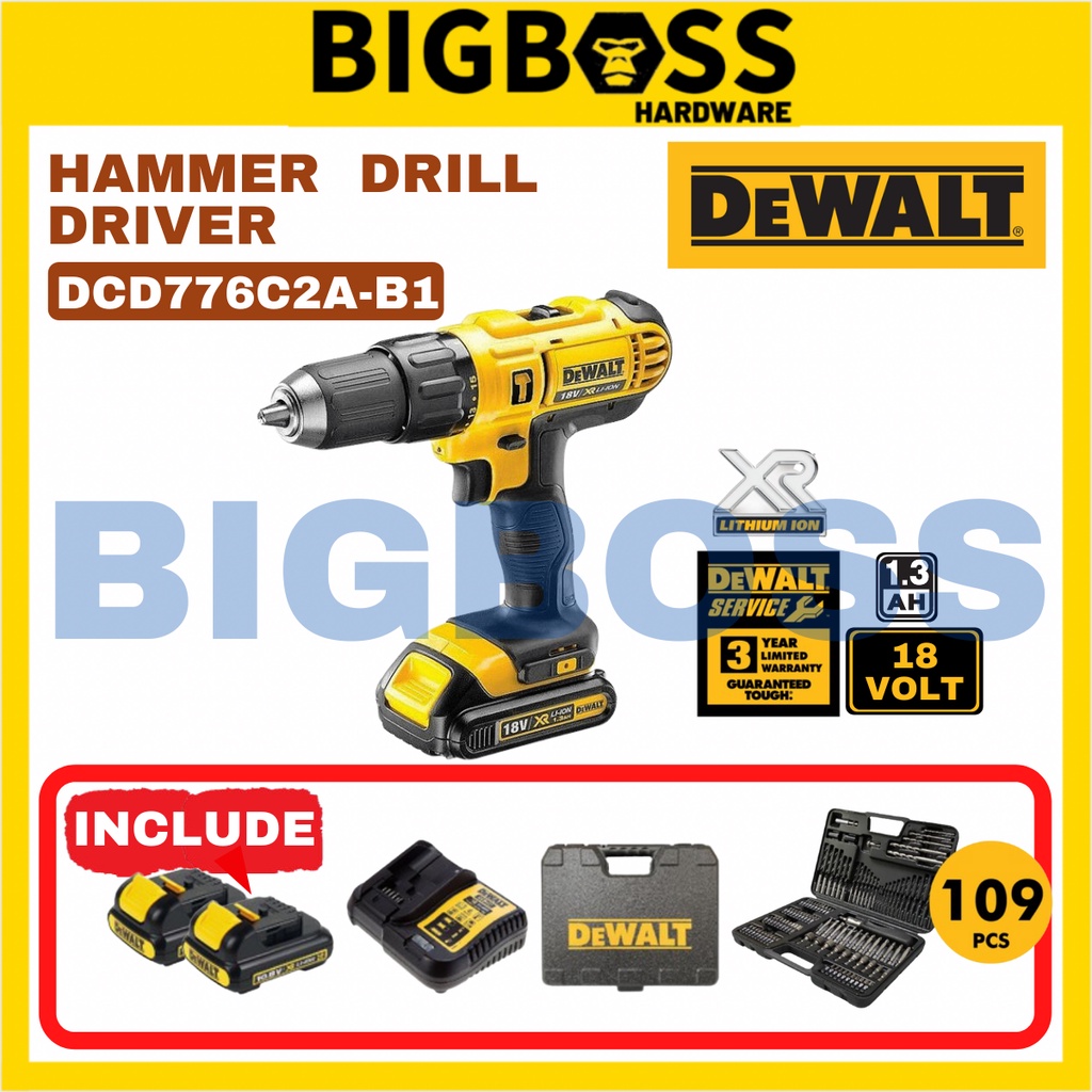 DEWALT 18V XR LIIon Compact Cordless Hammer Drill Driver [DCD776C2AB1