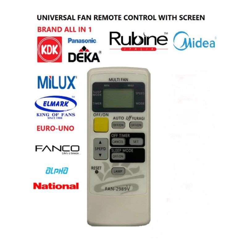 Universal Fan Remote Control FAN2989V Ceiling Fan Wall Fan Remote