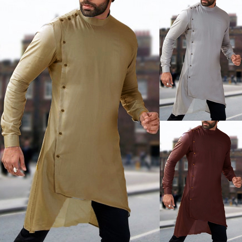 Mens Arab Muslim Dress Thobe Hippy Festiva Kaftan Shirts Shopee Malaysia