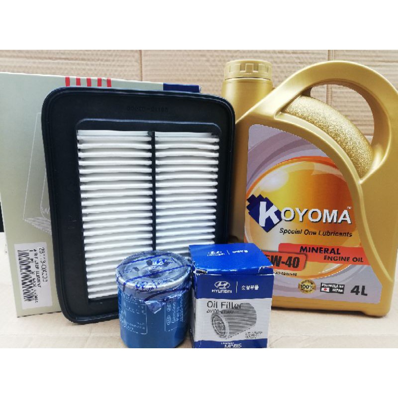 HYUNDAI i10 1.1 AIR FILTER + OIL FILTER + KOYOMA 15W40 MINERAL ENGINE