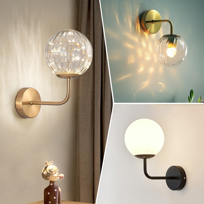 16 Styles Nordic Glass Wall Lamp Gold Modern Wall Sconce Light for Home