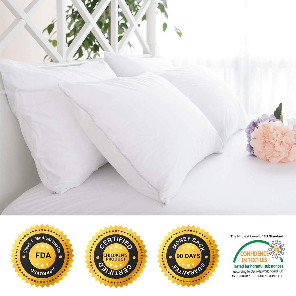 Waterproof Pillow Protector Zipper Bedbug Proof Bed Pillow Cover