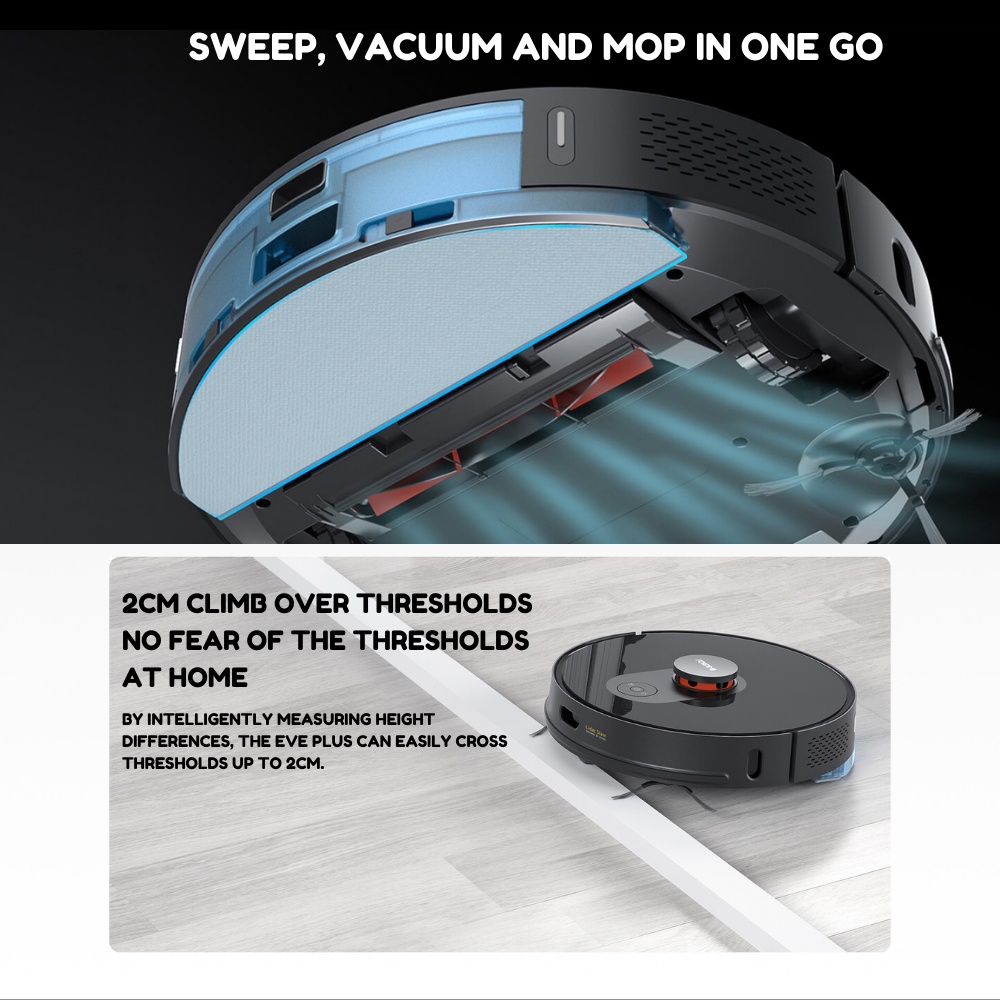 Authorized Roidmi Robot Vacuum and Mop Cleaner Eve Plus with Clean Base