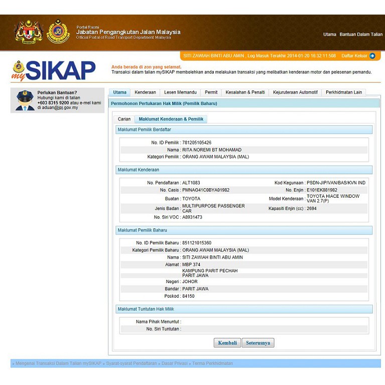 harga tukar nama kereta