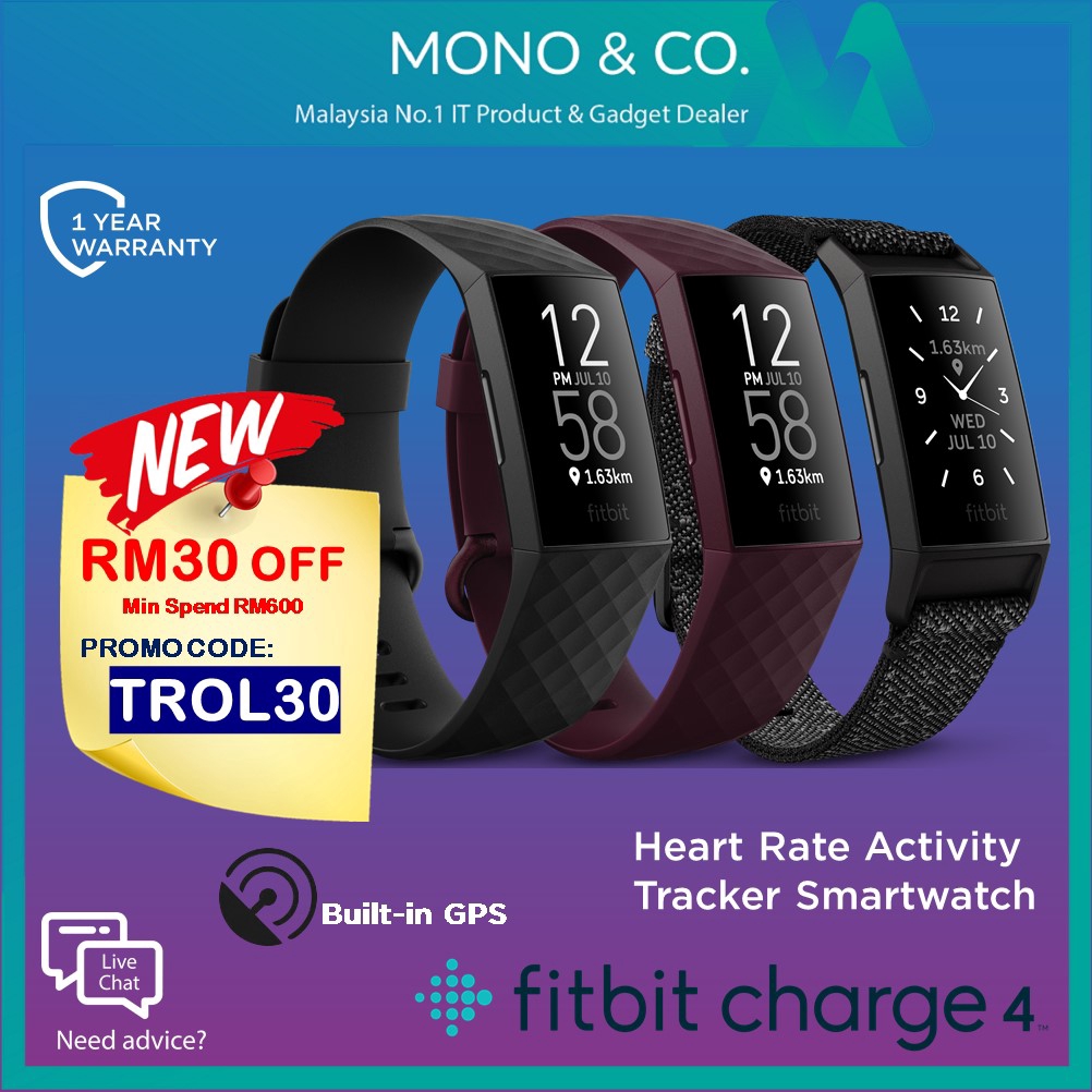 Fitbit Charge 4 Smart Watch Fitness Heart Rate Tracker Waterproof