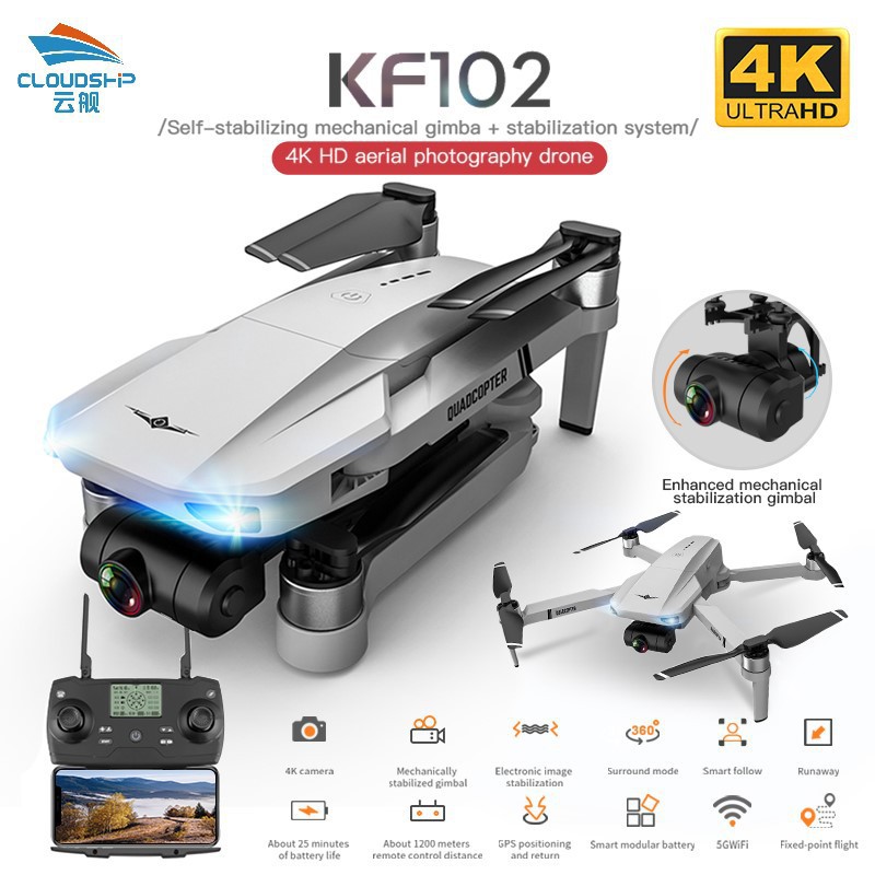 Kf102 gps drone 6k hd gimble camera brushless motor rc quadcopter 1200m