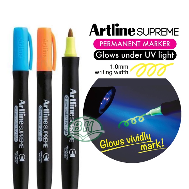 Glow Under UV Light Artline Supreme Permanent Marker (EPF700UV