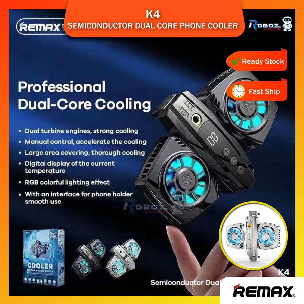 Remax Cooler k4 USB Cooling Fan Mobile Semiconductor DualCore Cooler