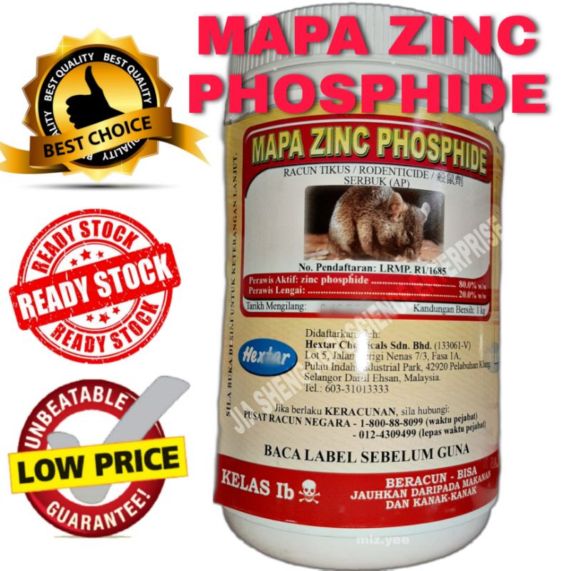 Mapa&Vita Zinc Phosphide 250g&1kg Racun Tikus Rodenticide Serbuk Hitam