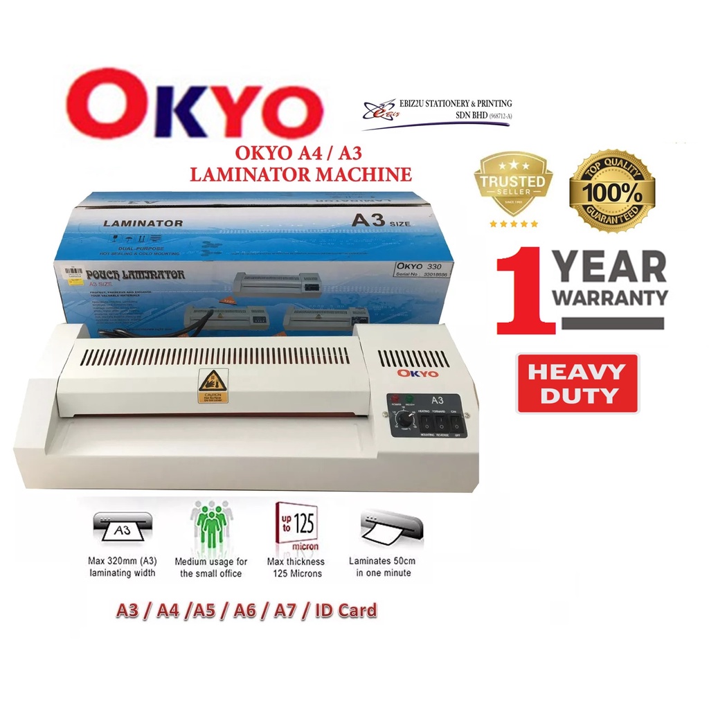 OKYO 330C HEAVY DUTY A3 LAMINATE MACHINE (A3 & A4) Laminator Machine