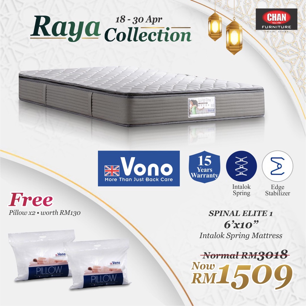 [CHAN FURNITURE WM] [FREE GIFTS] VONO 10 inch Mattress Spine Pro
