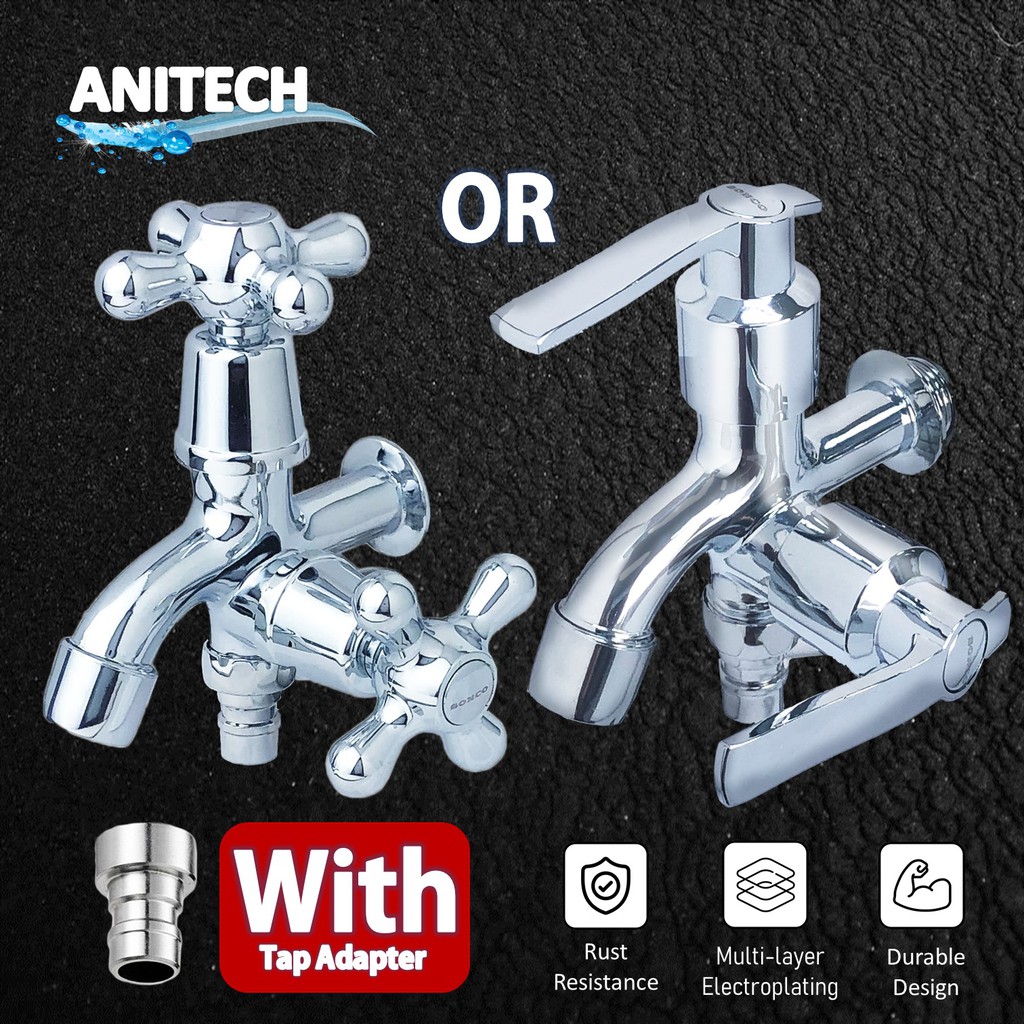 ANITECH Washing Machine/Bathroom Two Way Wall Mounted Faucet Two Way