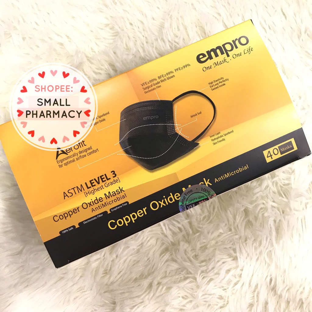 EMPRO Copper Oxide Antimicrobial 4PLY Surgical Mask 40pcs/Box (Black