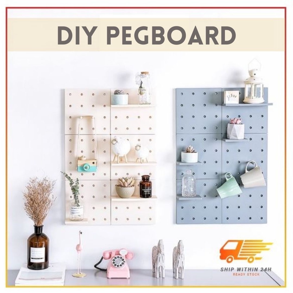 22cm Plastic DIY Pegboard Organizer Storage Wall Shelves Organization