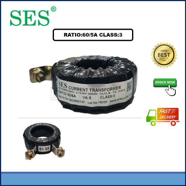 SES Current Transformer CT COIL Class 3 ,5VA ,60A,100A,150A,200A,250A,300A,400A,500A,600A,800A