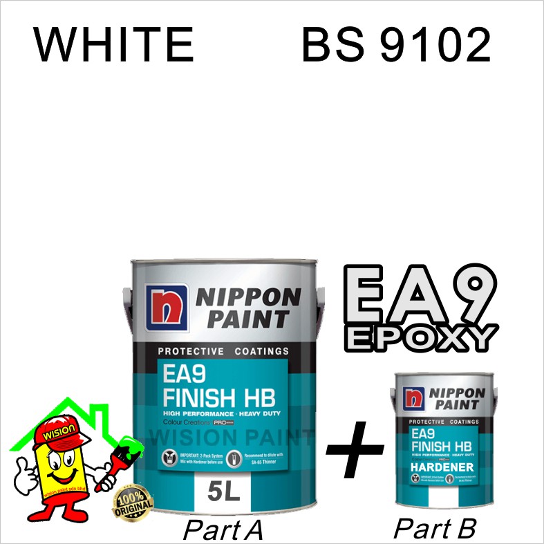 WHITE BS 9102 ( 5L ) EA9 FINISH HB SET NIPPON EPOXY FISH POOL SWIMMING