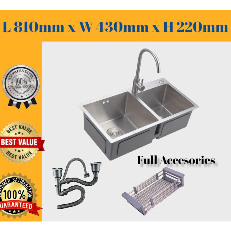 Nano Stainless Steel Handmake Kitchen Sink Kitchen Undermount/Topmount Double Bowl Sink/ Singki