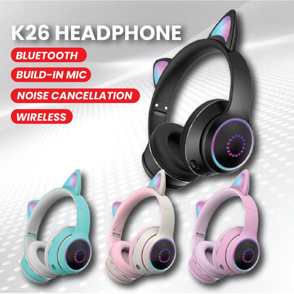 AKZK26 Headphone RGB LED Cat Ear Bluetooth 5.0 Wireless Gaming Headset