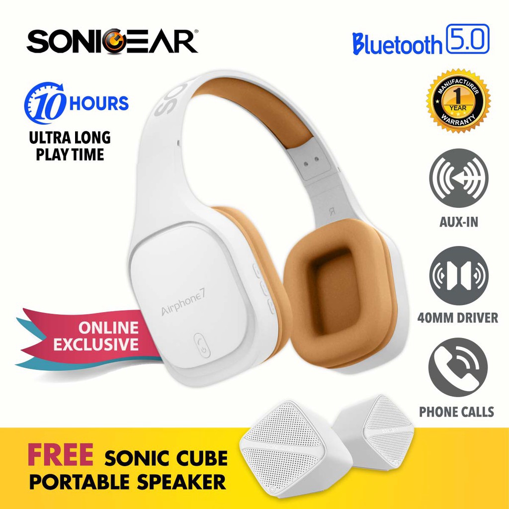 SonicGear Airphone 7 Bluetooth Headphones With Mic [Free Portable