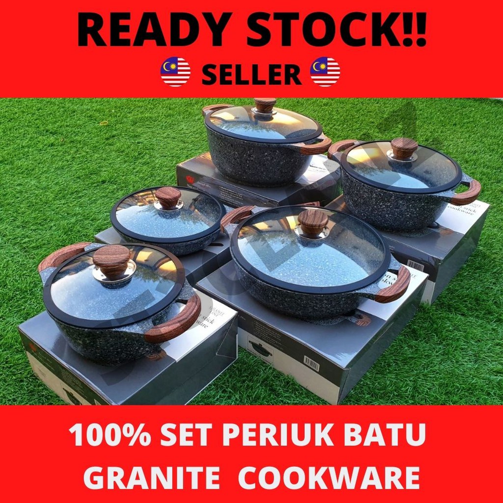 STOK DI MALAYSIA SET PERIUK BATU GRANITE COOKWARE (5PCS) Shopee