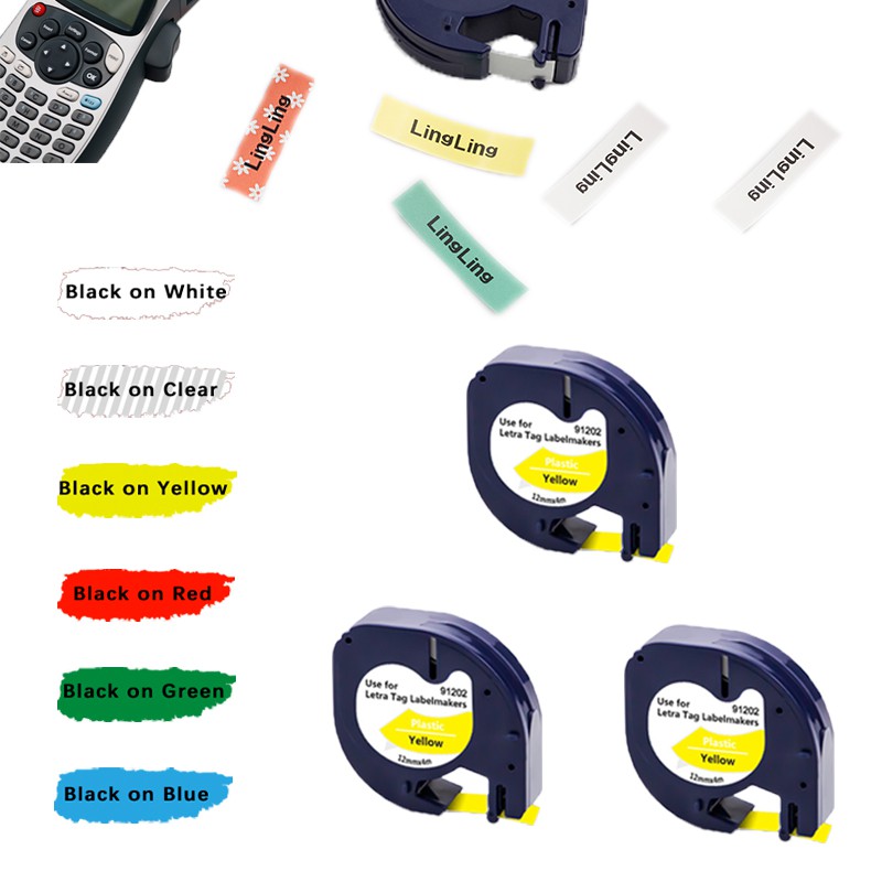3pcs Compatible Dymo LetraTag Label Tape Letra Tag Refill Plastic