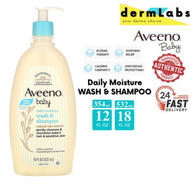 (READY STOCK) AVEENO BABY, Wash & Bath Shampoo, lightly Scented whole full body head to toe