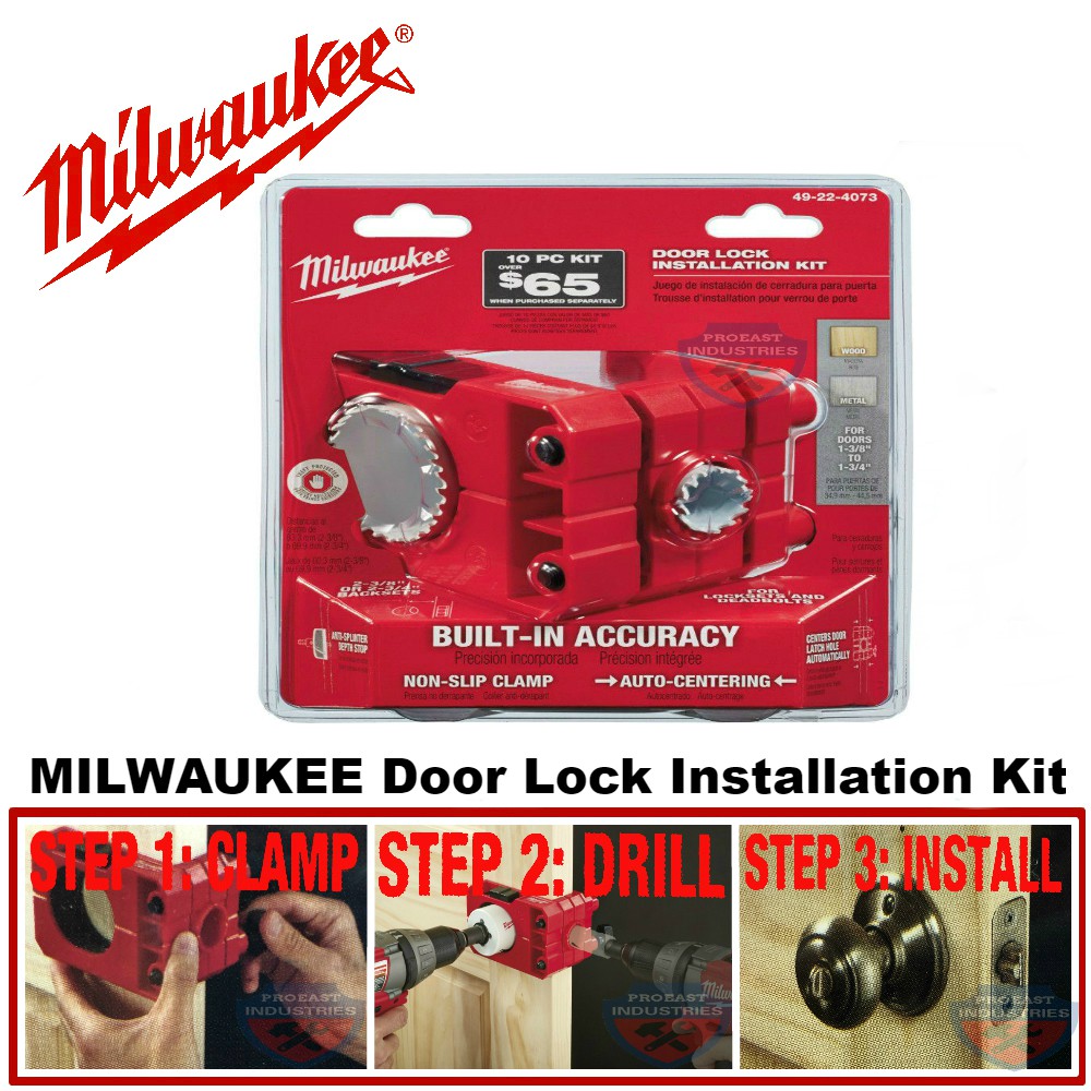 Milwaukee door lock installation kit HOLE DOZER Hole Saw Kit 49224073